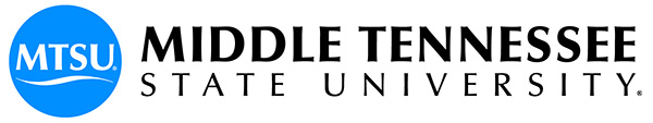 Middle Tennessee State University logo with MTSU blue button logo