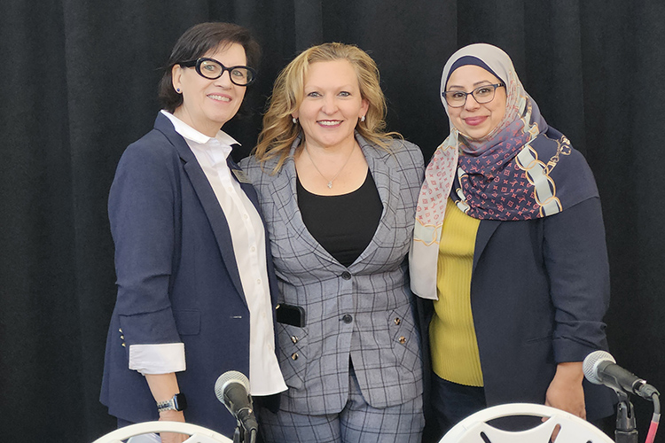 Pictured, from left, are Yvette Clark, chief information officer at Middle Tennessee State University, Kristin Darby, chief information officer for the state of Tennessee, and Sam Zaza, associate professor of Information Systems and Analytics, following Darby’s keynote remarks at Tech Vision 2026 conference held April 10 at the Miller Education Center on campus in Murfreesboro, Tenn. (MTSU photo by Jimmy Hart)