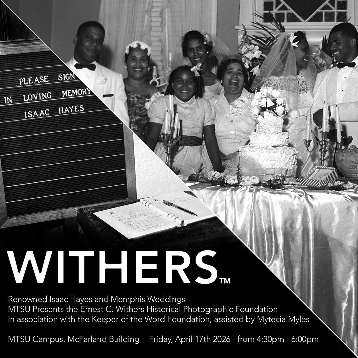 Black and white graphic sample of exhibition photos and event details