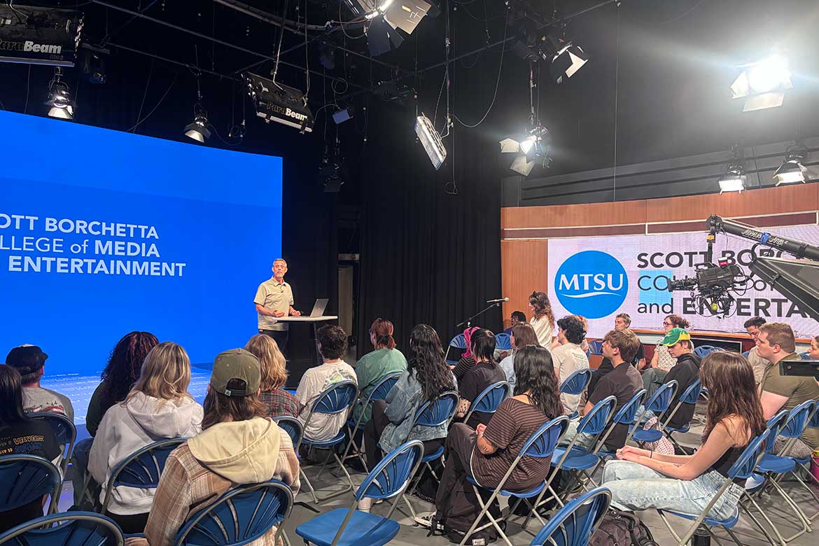 Artist manager and entrepreneur Rick Barker spoke to students in Middle Tennessee State University's Scott Borchetta College of Media and Entertainment, giving career and life advice. (Photo submitted)