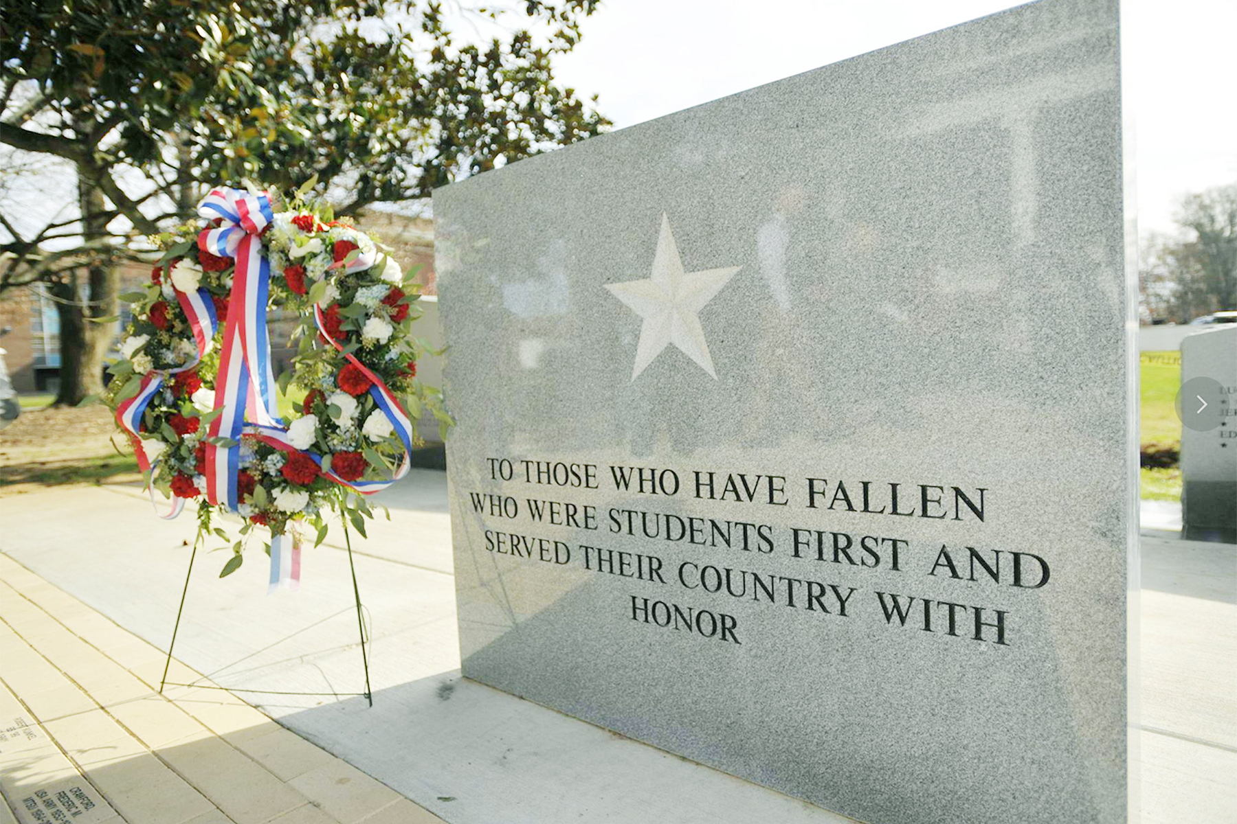 Throughout the Memorial Day holiday weekend Saturday-Monday, May 23-25, the general public is invited to visit the Middle Tennessee State University Veterans Memorial, located at 628 Alma Mater Drive on the south side of the Tom H. Jackson Building. The site includes a granite and brick memorial listing the names of fallen military alumni as well as other MTSU-affiliated fallen soldiers, alumni veterans and military-connected organizations and supporters. (MTSU file photo by Randy Weiler)