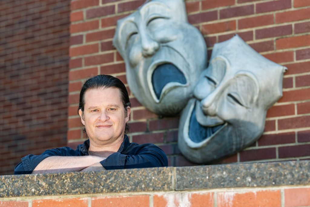 David Wilkerson, Theatre & Dance faculty in and around Tucker Theatre.