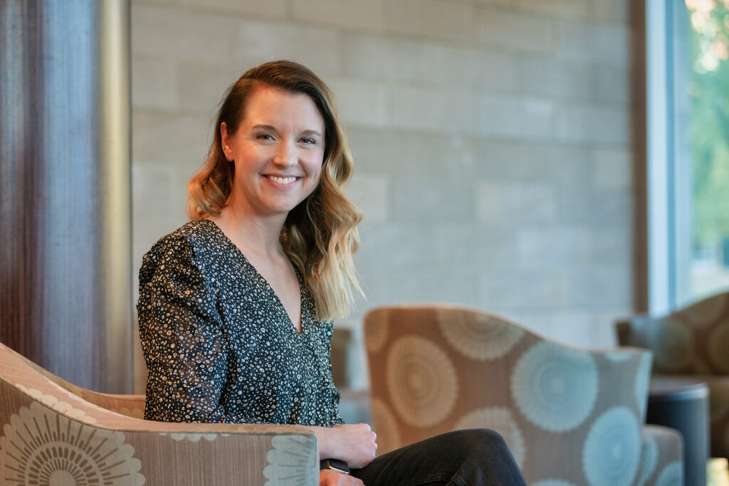 Katie Schrodt, Elementary & Special Education faculty, teaching in the College of Education Building. (Photo: Andy Heidt)