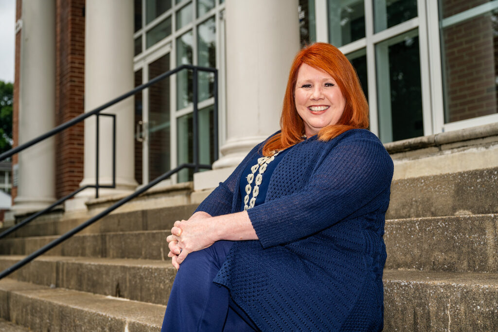 Sherry Fuller, Coordinator, Graduate Studies, in and around the Ingram Building for her Service to Students profile.