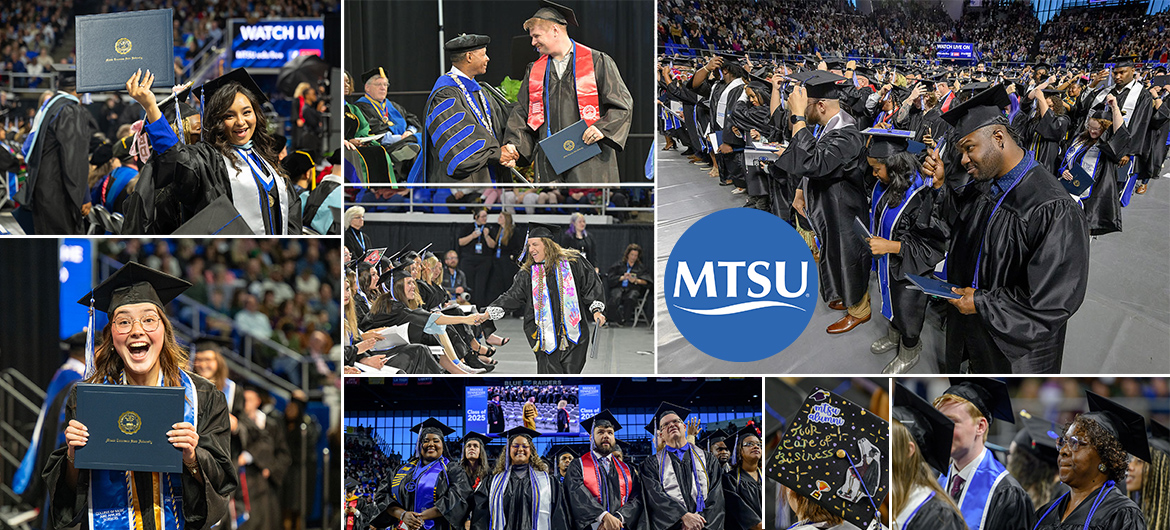 Collage of scenes from MTSU fall commencement.