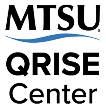 MTSU QRISE logo with blue swirl.