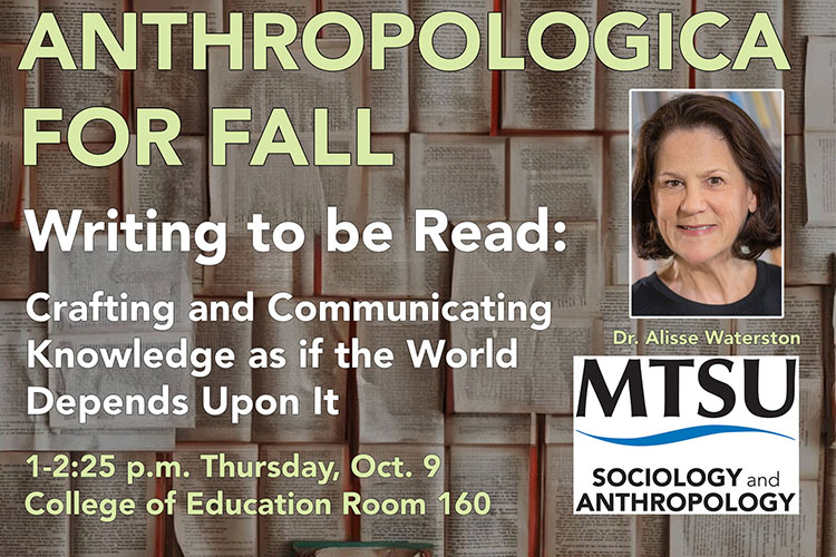 Anthropologist Alisse Waterston to speak at MTSU Oct. 9