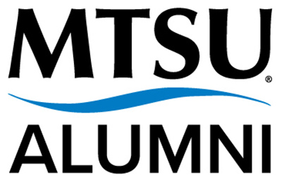 MTSU Alumni logo with blue swoosh.