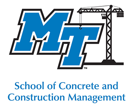 School of Concrete and Construction Management logo featuring MT and crane.