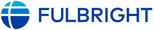 Horizontal Fulbright logo name at right and image of multicolored circle at left.