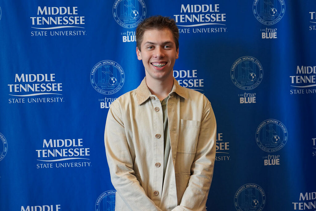 Middle Tennessee State University audio production student Gabriel Woodcock was selected for the prestigious Fulbright Lancaster University Summer Institute 2026 where he will study filmmaking at the Bailrigg, Lancashire, university located in the north-west area of England. (Submitted photo)