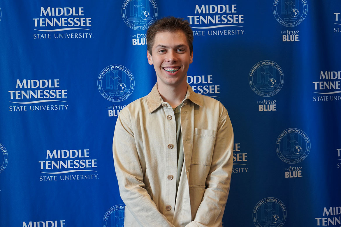 Middle Tennessee State University audio production student Gabriel Woodcock was selected for the prestigious Fulbright Lancaster University Summer Institute 2026 where he will study filmmaking at the Bailrigg, Lancashire, university located in the north-west area of England. (Submitted photo)