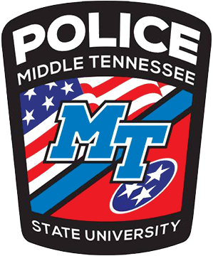 MTSU multicolor police logo in shape of arm patch.