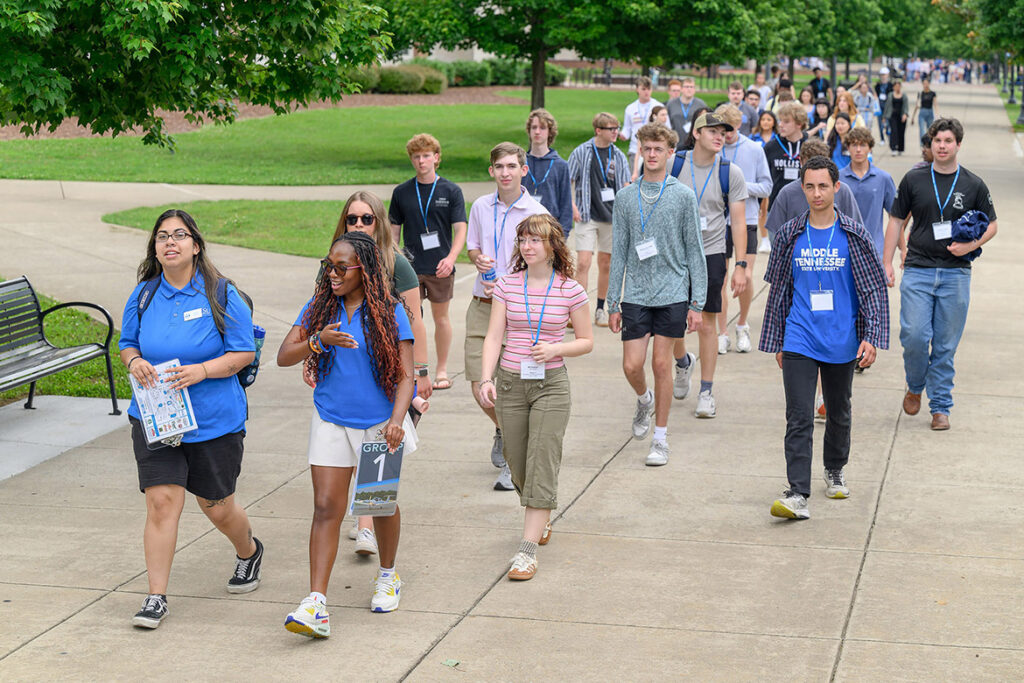 New to Blue is Middle Tennessee State University’s mandatory student orientation program for incoming freshmen and transfer students. The daylong program, held weekly throughout the summer, assists students with registration and campus tours, and provides information about university resources. Learn more at https://www.mtsu.edu/orientation/. (MTSU photo by J. Intintoli)