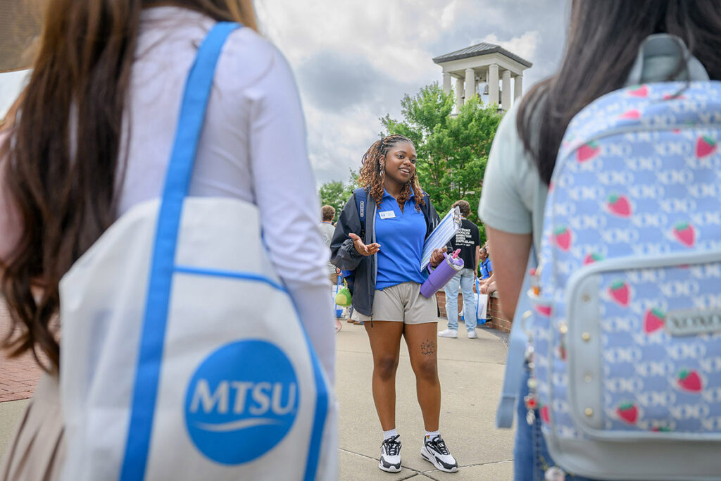 New to Blue is Middle Tennessee State University’s mandatory student orientation program for incoming freshmen and transfer students. The daylong program, held weekly throughout the summer, assists students with registration and campus tours, and provides information about university resources. Learn more at https://www.mtsu.edu/orientation/. (MTSU photo by J. Intintoli)