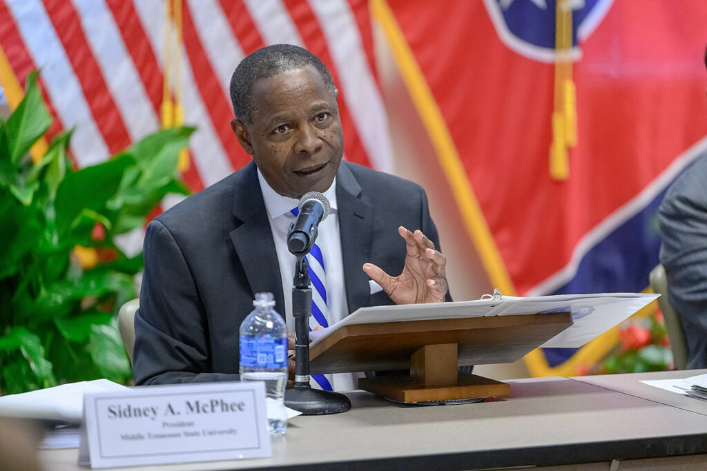 Board of Trustees, Office of the President, Sidney A. McPhee, Stephen Smith, student trustee, R.J. Ware, Michai Mosby, Student Government Association, tuition and fees, MTSU, Middle Tennessee State University, Cynthia Ray