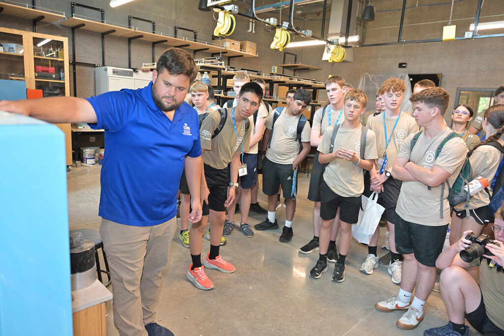Civil Air Patrol cadets in the U.S. Air Force Auxiliary’s National Cadet Engineering Technology Academy held July 18-25, 2026, at Middle Tennessee State University in Murfreesboro, Tenn., tour the university’s School of Concrete and Construction Management Building. (MTSU Photo by James Cessna)