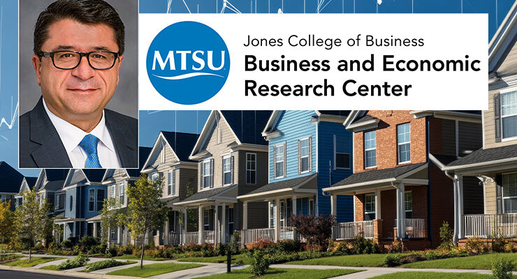 Illustration featuring row of townhomes with photo of Murat Arik and BERC logo.
