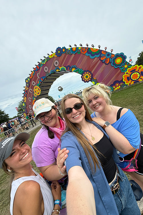 Makaylee Hall (left) with Savanah Gill, Ella Cobb and Karli Sutton at the Bonnaroo Music and Arts Festival in Manchester, Tenn., June 11-14, 2026. (Submitted photo)