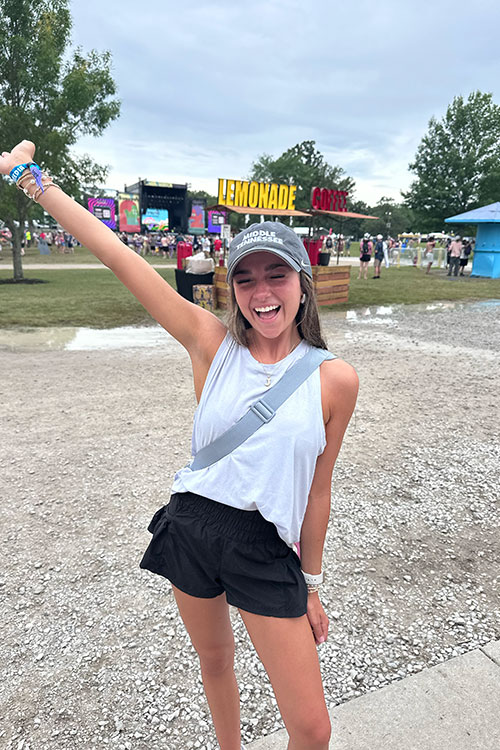 Makaylee Hall covered the Bonnaroo Music and Arts Festival in Manchester, Tenn., with the university's student social media team June 11-14, 2026. (Submitted photo)