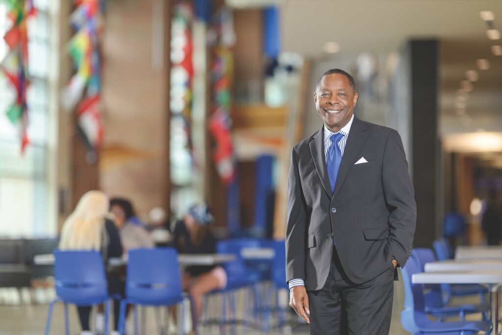Portrait of retiring MTSU President Sidney A. McPhee inside the Student Union