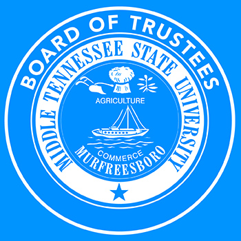 MTSU Board of Trustees blue seal.