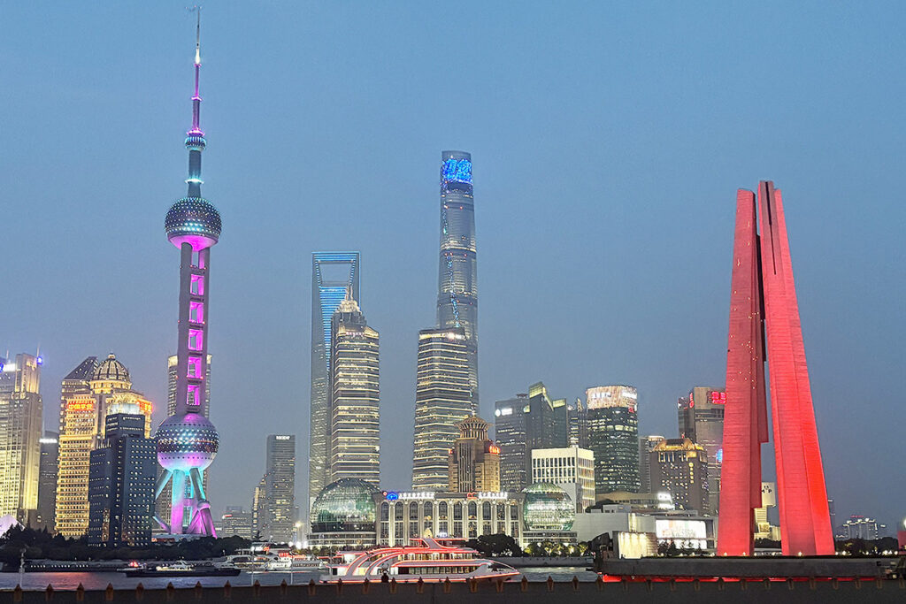 The illuminated Shanghai skyline is pictured in a photo taken by Emma Turner, a student at Middle Tennessee State University in Murfreesboro, Tenn., during the university's faculty-led study abroad program this summer. Students spent more than two weeks exploring Chinese history, culture and society in Hangzhou and Shanghai. (Submitted photo)