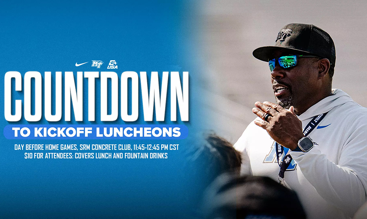 Countdown to Kickoff Luncheons graphic featuring Coach Derek Mason in sunglasses.