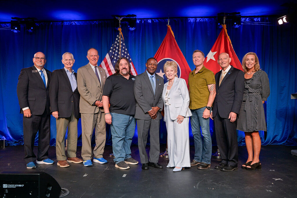 The only child of Charlie and Hazel Daniels, Charlie Daniels, Jr. praised the veteran center’s service to veterans and their families and thanked the university for honoring his own family’s legacy. He and Dr. Hillary Miller selected mementos of his father’s career to display in the newly enhanced Charlie and Hazel Daniels Veterans and Military Family Center located on the campus of Middle Tennessee State University in Murfreesboro, Tenn. (MTSU Photo by Andy Heidt)