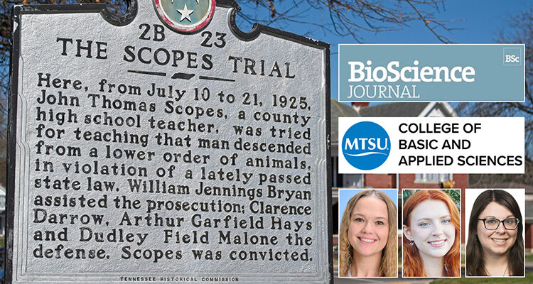 Middle Tennessee State University biology professor and researcher Liz Barnes recently landed two published articles in preeminent biology research journal BioScience, detailing her research-backed approach of “conflict-reducing” science communication. (MTSU graphic illustration by Stephanie Wagner)