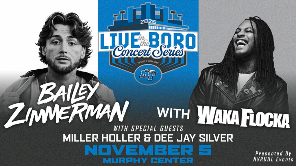 Headliner and multi-platinum country artist Bailey Zimmerman, left, and hip-hop artist Waka Flocka Flame will be featured acts in the first Live in the Boro concert series set for Nov. 5 at Murphy Center on the campus of Middle Tennessee State University in Murfreesboro, Tenn. Also performing will be rising country act Miller Holler, and genre-blurring DJ/producer Dee Jay Silver.