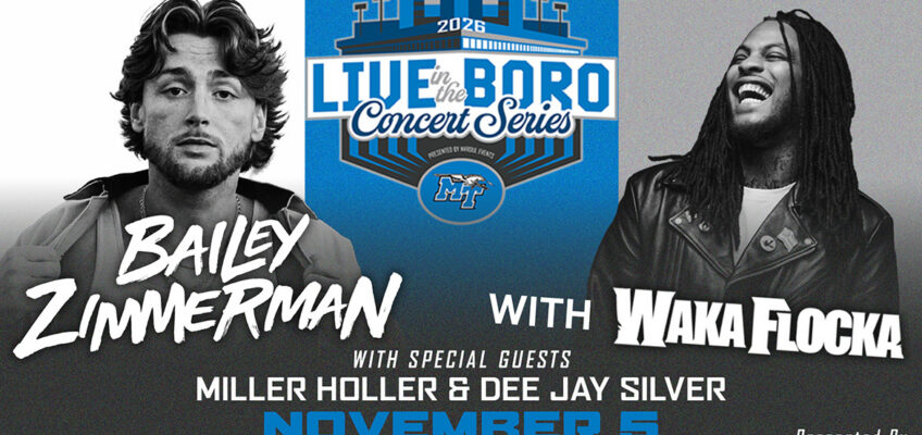 Headliner and multi-platinum country artist Bailey Zimmerman, left, and hip-hop artist Waka Flocka Flame will be featured acts in the first Live in the Boro concert series set for Nov. 5 at Murphy Center on the campus of Middle Tennessee State University in Murfreesboro, Tenn. Also performing will be rising country act Miller Holler, and genre-blurring DJ/producer Dee Jay Silver.