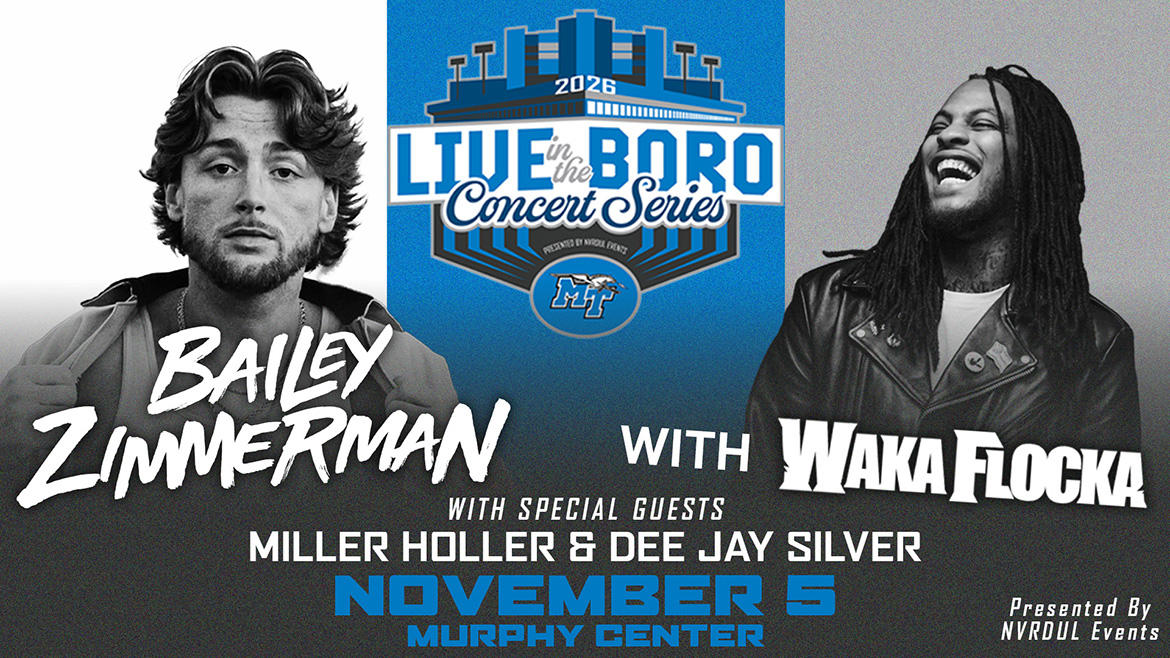 Headliner and multi-platinum country artist Bailey Zimmerman, left, and hip-hop artist Waka Flocka Flame will be featured acts in the first Live in the Boro concert series set for Nov. 5 at Murphy Center on the campus of Middle Tennessee State University in Murfreesboro, Tenn. Also performing will be rising country act Miller Holler, and genre-blurring DJ/producer Dee Jay Silver.