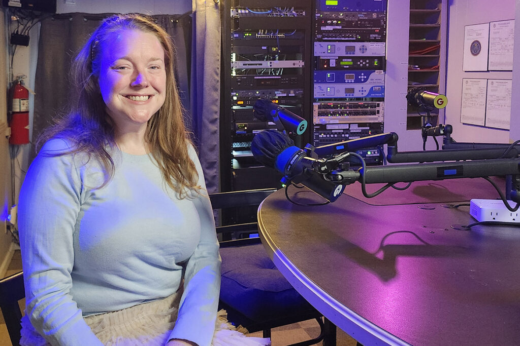 Bethany Rhoten, the new director of the School of Nursing at Middle Tennessee State University, awaits a Sept. 21 interview in WGNS Radio’s downtown Murfreesboro, Tenn., studio. (MTSU photo by Jimmy Hart)