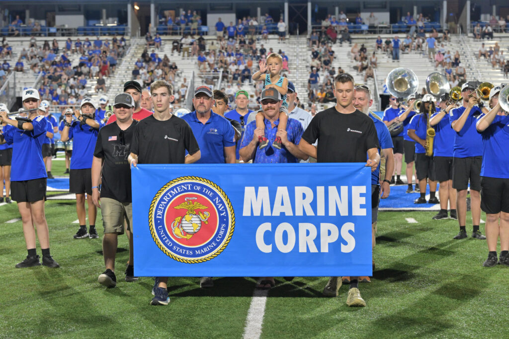 The Joe Nunley Distinguished Veteran Award is just one example of MTSU’s commitment to the military community through the Charlie and Hazel Daniels Veterans and Military Families Center. The award’s presentation is a highlight of the longest running military appreciation football game in NCAA history, MTSU’s annual Salute to Veterans and Armed Forces, which also includes the Veterans Village picnic in Walnut Grove and the halftime military parade across the field in Floyd Stadium. (MTSU photo by James Cessna)