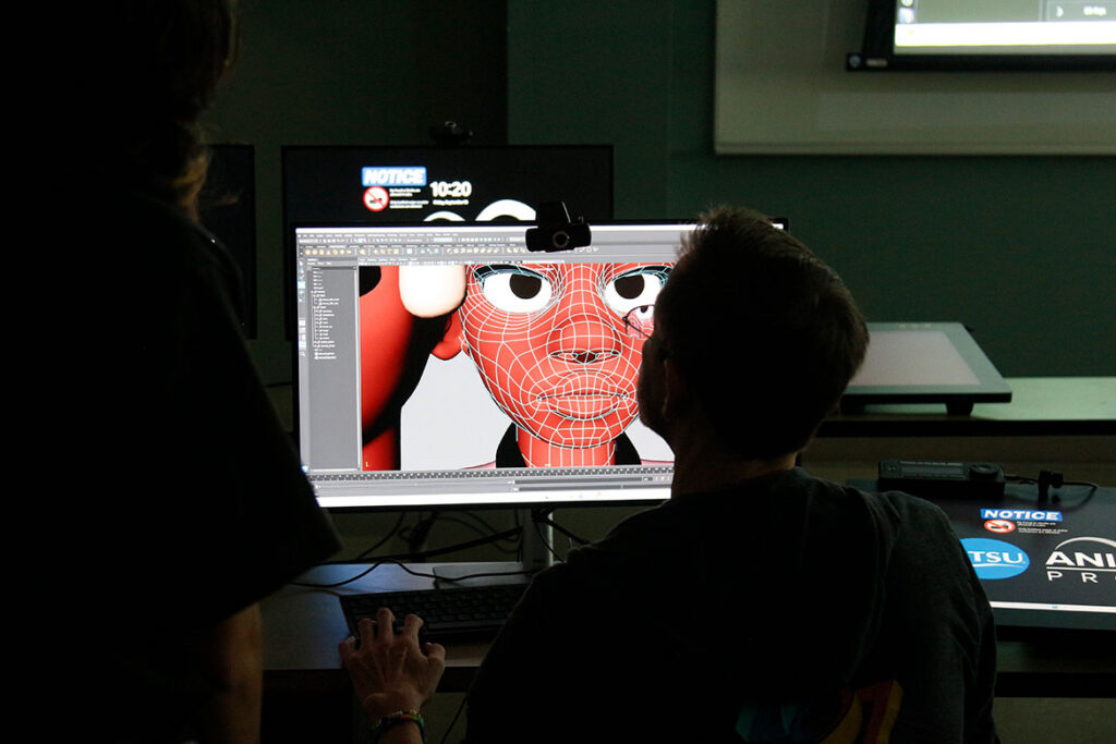 In this undated photo, a Middle Tennessee State University animation student works on a 3D character model during class inside the animation lab housed in the Scott Borchetta College of Media and Entertainment on the Murfreesboro, Tenn., campus. (Photo submitted)