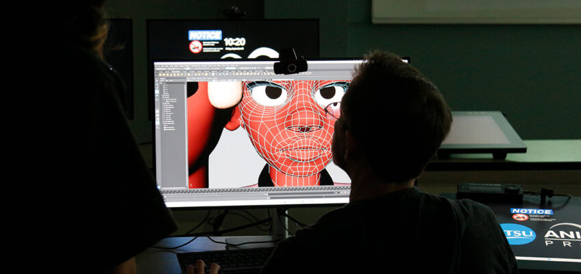In this undated photo, a Middle Tennessee State University animation student works on a 3D character model during class inside the animation lab housed in the Scott Borchetta College of Media and Entertainment on the Murfreesboro, Tenn., campus. (Photo submitted)
