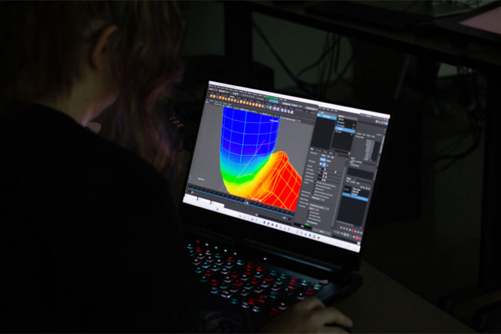 A Middle Tennessee State University animation student works on a 3D modeling assignment during class on the Murfreesboro, Tenn., campus. (Photo submitted)