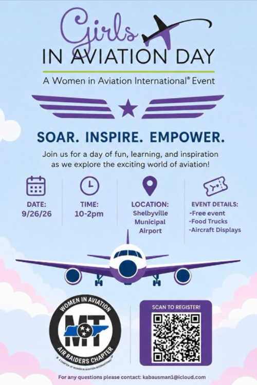 A flyer for the upcoming Girls in Aviation Day