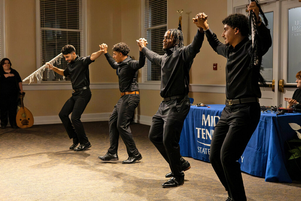 MTSU student group, ElShamDabkeh, performs a traditional Debka-style dance at the SWANA (Southwest Asia and Northeast Africa) Culture Gala held on Oct. 5, 2026, at the Tom H. Jackson building on Middle Tennessee State University's campus in Murfreesboro, Tenn. (MTSU photo by Katelynn Liedtke).