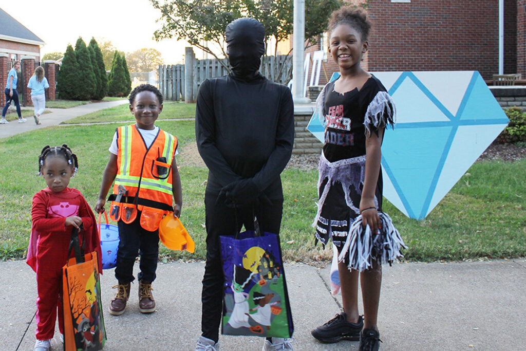 Trick-or-treaters pose with their bounty at a previous Trick or Treat on Greek Row in this 2024 file photo. Children ages 12 and younger are welcome to participate in this year’s free event, set for 5-7 p.m. Thursday, Oct. 29, in front of the sorority houses at Rutherford Boulevard and Alumni Drive on the campus of Middle Tennessee State University in Murfreesboro, Tenn. (Submitted photo)