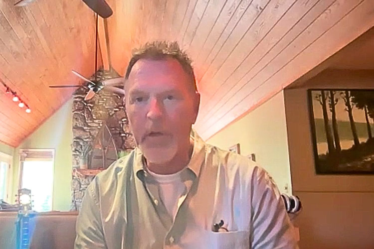 In this Zoom screen grab, Chip Matthews, producer for Luke Combs and other country artists, mixing engineer and owner of The Tin Ear studio in Nashville, Tenn., speaks to students in Middle Tennessee State University Department of Recording Industry professor Odie Blackmon’s commercial songwriting class during the fall 2026 semester. (Photo submitted)