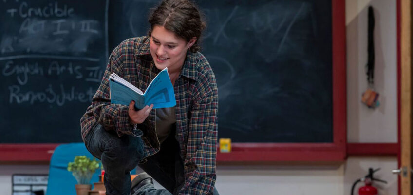 Middle Tennessee State University theatre student Norah Younger performs a scene during rehearsals for the Nashville Repertory Theatre’s production of “John Proctor Is the Villain,” running through Oct. 18, 2026, at the Tennessee Performing Arts Center’s Johnson Theater in Nashville, Tenn. Younger plays the role of Shelby Holcomb. (Photo by Chad Driver)